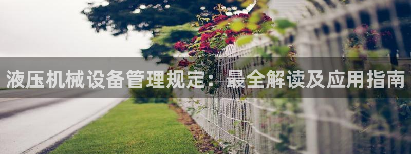 金年会官方在线入口网站查询：液压机械设备管理规定：最全解读及应用指南